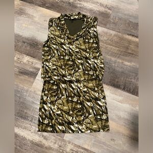 Michael Michael Kors Large Blouson Camo Mini Dress Sleeveless Cowlneck